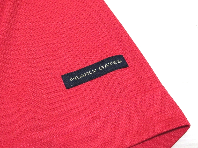 美品 マスターバニーエディション パーリーゲイツ ゴルフ 吸汗速乾 ストレッチ ハーフジップシャツ レッド 6(LL) 日本製 メンズの画像5