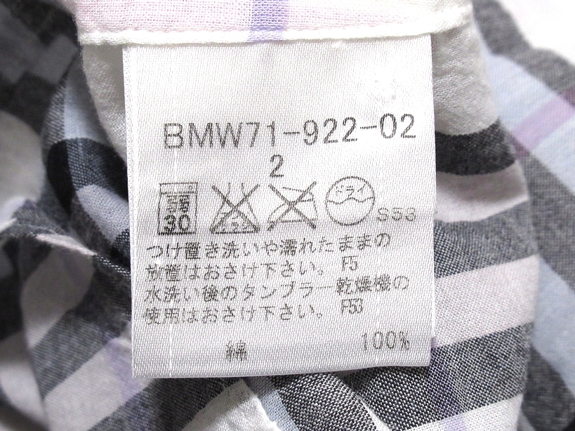 極美品 BURBERRY BLACK LABEL バーバリーブラックレーベル チェック柄 ホース刺繍 カジュアル 半袖シャツ 2 正規品 メンズの画像7