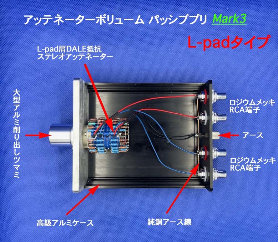 【ハイエンド】L-pad型アッテネーターボリューム パッシブプリ Mark3／DALE抵抗採用 50kΩ_画像3