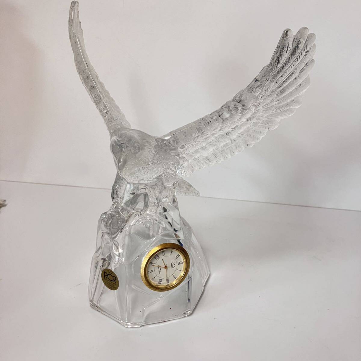 RCR ロイヤルクリスタルロック　鷹の置物　イタリア製　オブジェ・クロック　※時計不動品　レトロ_画像7