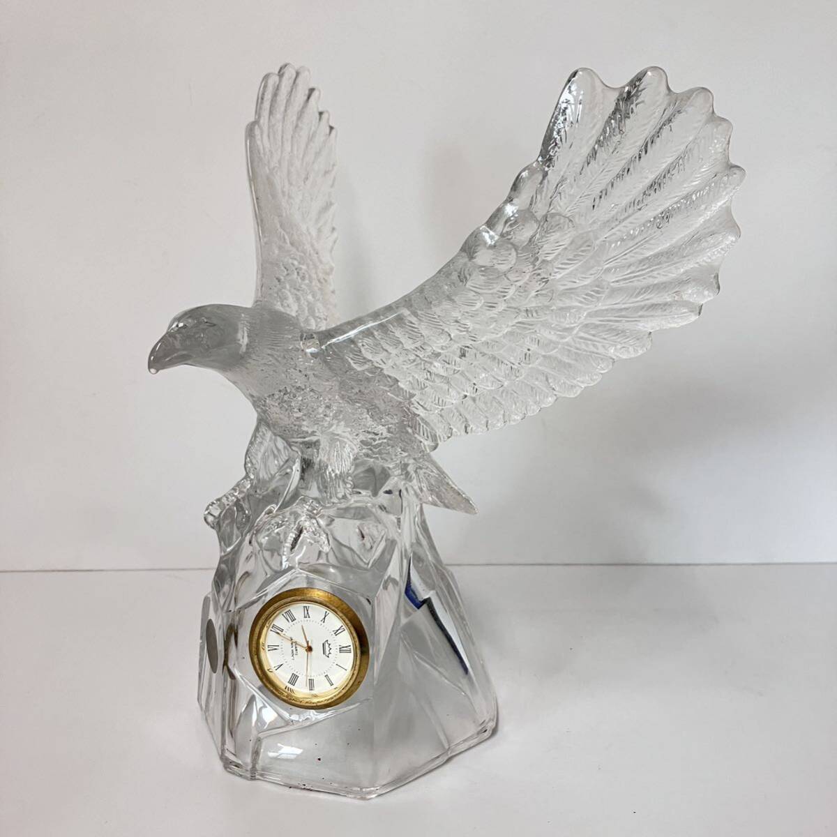 RCR ロイヤルクリスタルロック　鷹の置物　イタリア製　オブジェ・クロック　※時計不動品　レトロ_画像1