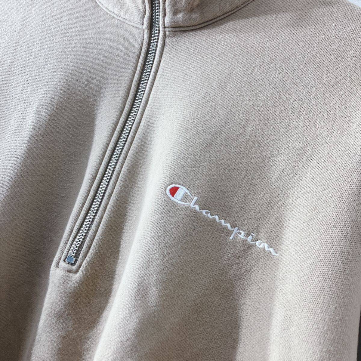 Champion チャンピオン ハーフジップ　スウェット トレーナー ベージュ　メンズ　XL アメカジ　古着　ストリート_画像3