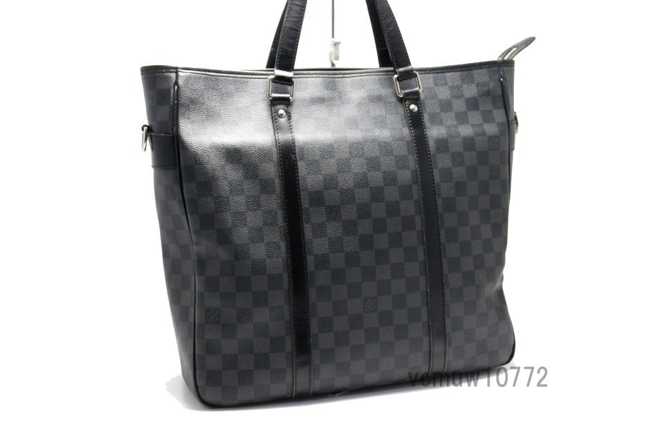 希少美中古■LOUIS VUITTON ダミエグラフィット タダオ レザー トートバッグ ルイヴィトン■0314xa0656205の画像4