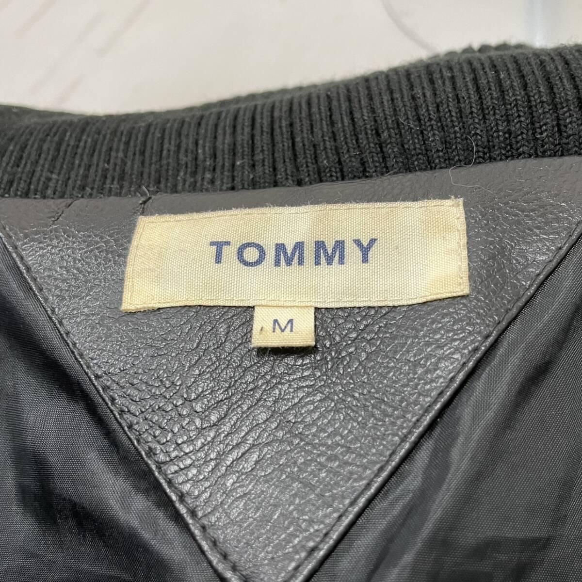 ［1円スタート］TOMMY HILFIGER オールレザー M ダウンJKT デカロゴ ダウン_画像7