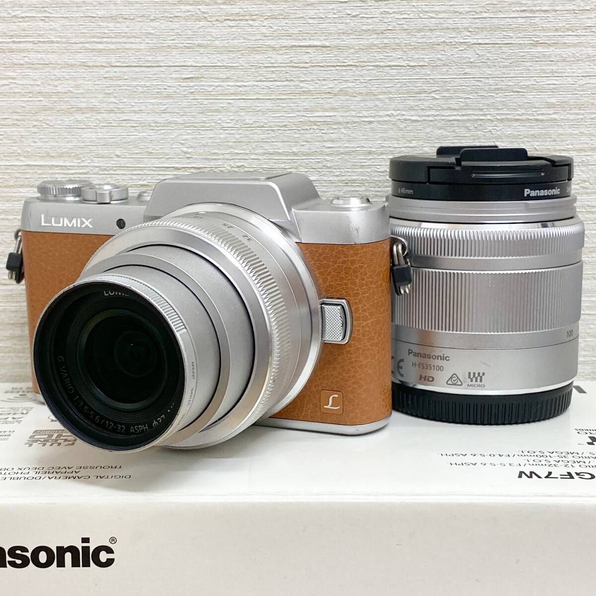 【動作確認済み】 Panasonic LUMIX DMC-GF7W デジタルカメラ ダブルズームキット H-FS35100 H-FS12032 パナソニック デジタル一眼 中古品