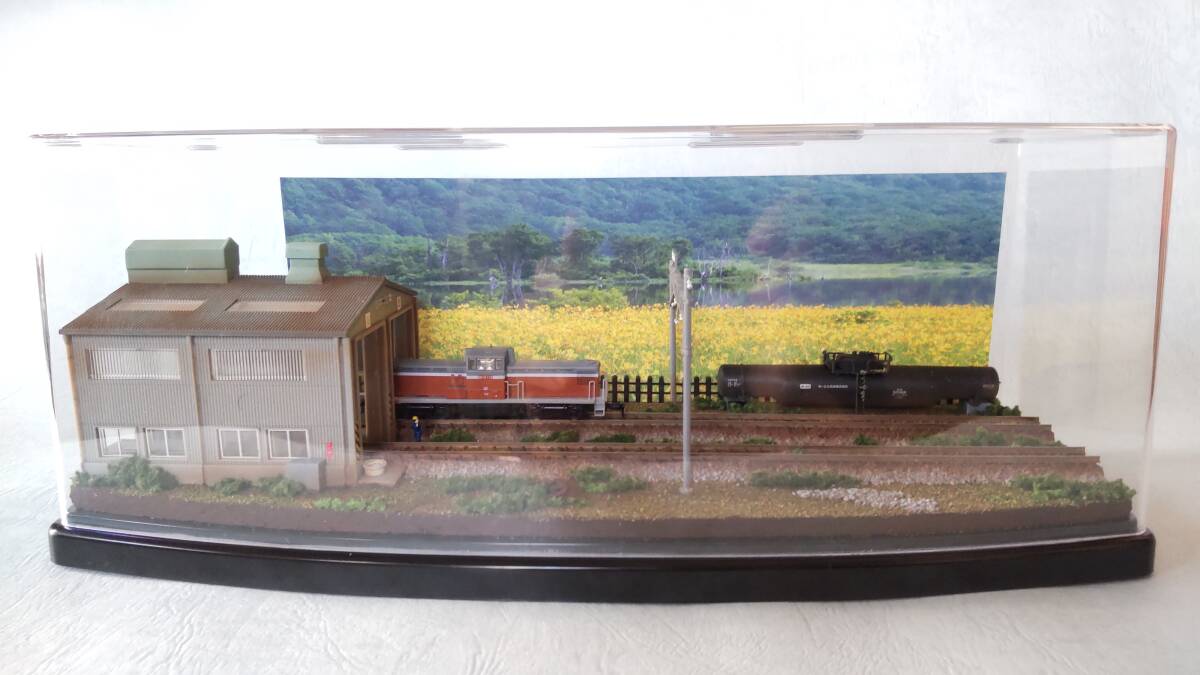 Nゲージ ジオラマ　車両展示台　日本の鉄道風景 電車庫とタキ50066_画像8