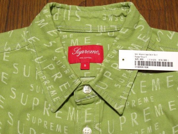 極美 21SS Supreme Warp Jacquard Logos Denim Shirt Sサイズ ワープ ジャカード ロゴ デニム シャツ Sage セージ ジャガードの画像6