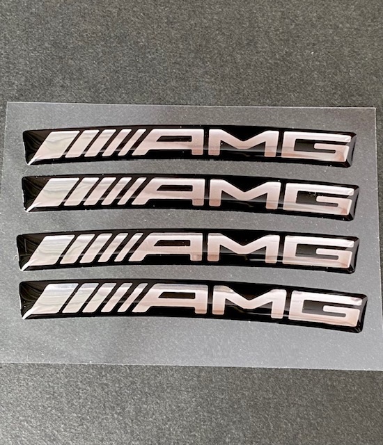 AMG リムステッカー 3Dシール メルセデスベンツ 新型 ホイールリム ホイールシール ブラック シルバー 73mm 4枚 W169 W463 CLA35 C180 GLB_画像1