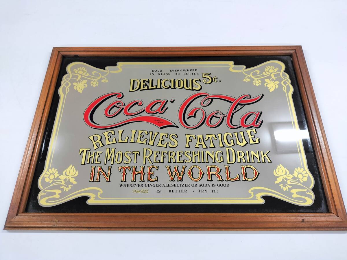 美品 コカ・コーラ パブミラー 50cm×35cm ビンテージ アンティーク レトロ Coca Cola 鏡 看板 壁掛け インテリア 店舗什器_画像1