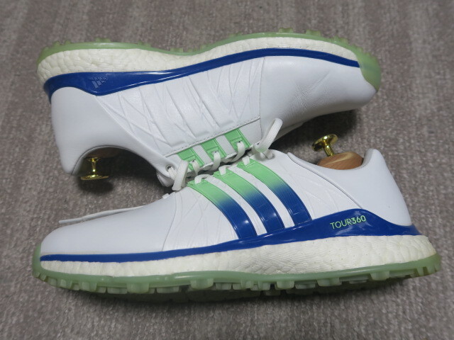 1.9万★美品 アディダス レディース adidas GOLF ツアー360XT-SL ゴルフシューズ 24.5cm 本革 ホワイト系 ゴルフウェア_画像4