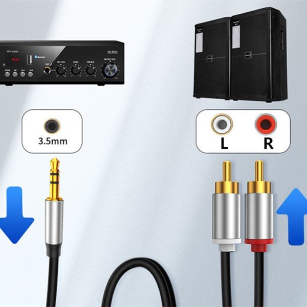 オーディオケーブル 3.5mm to 2RCA（赤/白）変換 オス ステレオミニプラグ スマホ タブレット TV 等に対応 5M N532の画像6