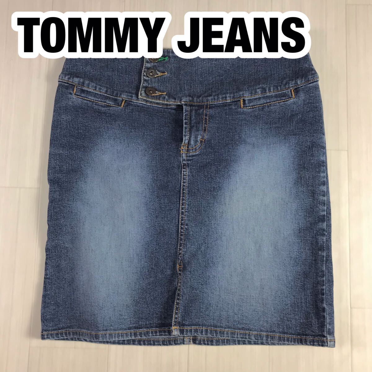 TOMMY JEANS Tommy джинсы Denim юбка мини-юбка 1 индиго голубой шт. форма стрейч материалы печать кнопка флаг бирка передний разрез 