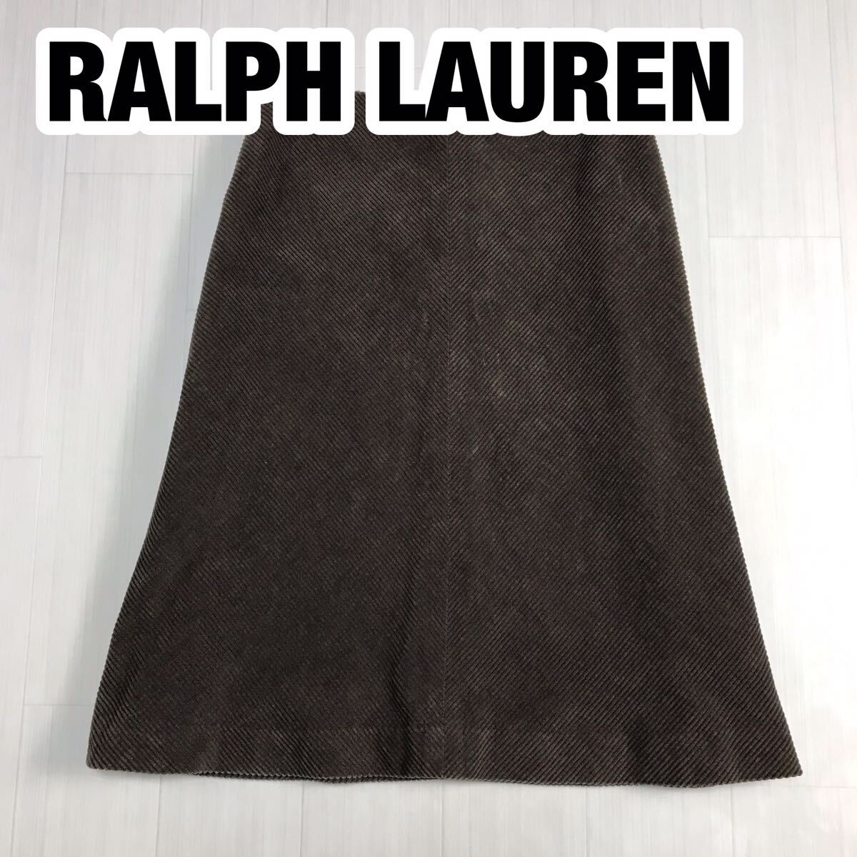 RALPH LAUREN ラルフローレン 膝丈スカート コーデュロイ 9 ブラウン 台形_画像1