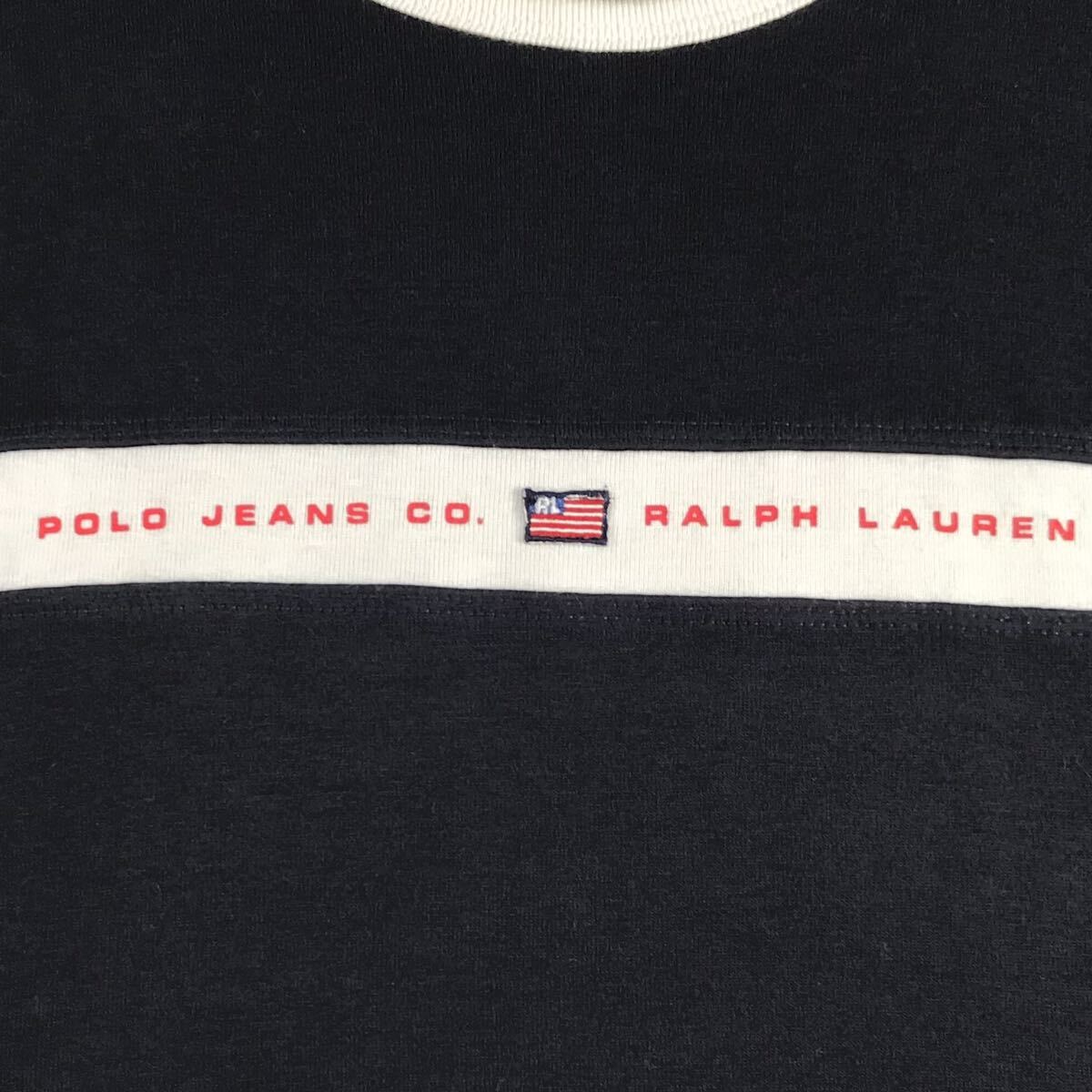 RALPH LAUREN POLO JEANS ラルフローレン ポロジーンズ 半袖Tシャツ M ビッグロゴ ワッペン プリント_画像4