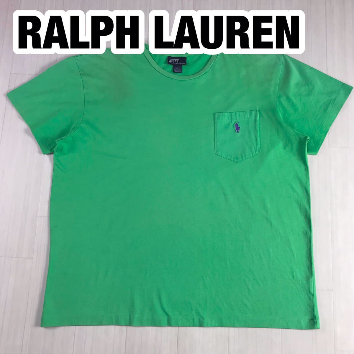 POLO BY RALPH LAUREN ポロ バイ ラルフローレン 半袖Tシャツ L グリーン 刺繍ポニー ポケットの画像1