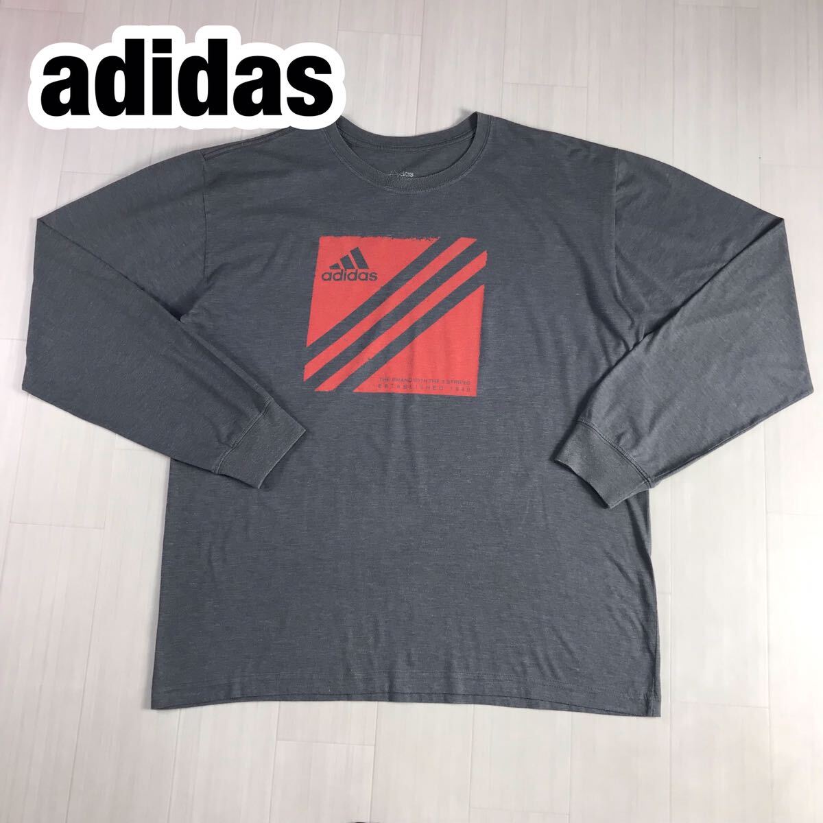 adidas Adidas футболка с длинным рукавом long T принт футболка L серый большой Logo 