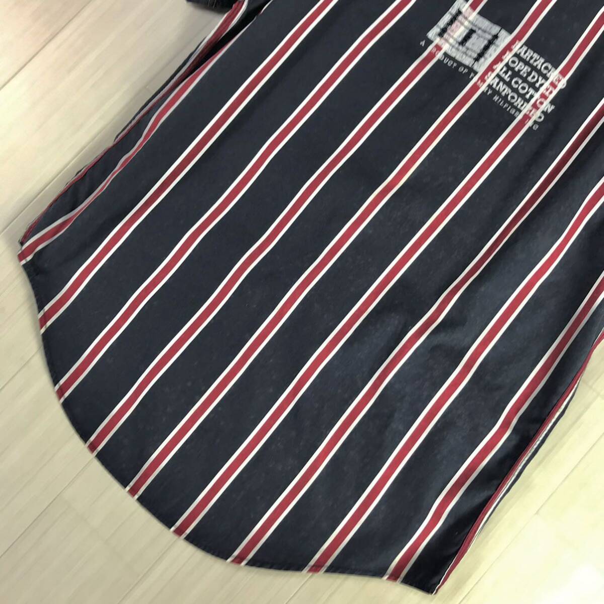 TOMMY HILFIGER トミー ヒルフィガー 半袖シャツ ストライプ バッグプリント マルチカラー_画像7