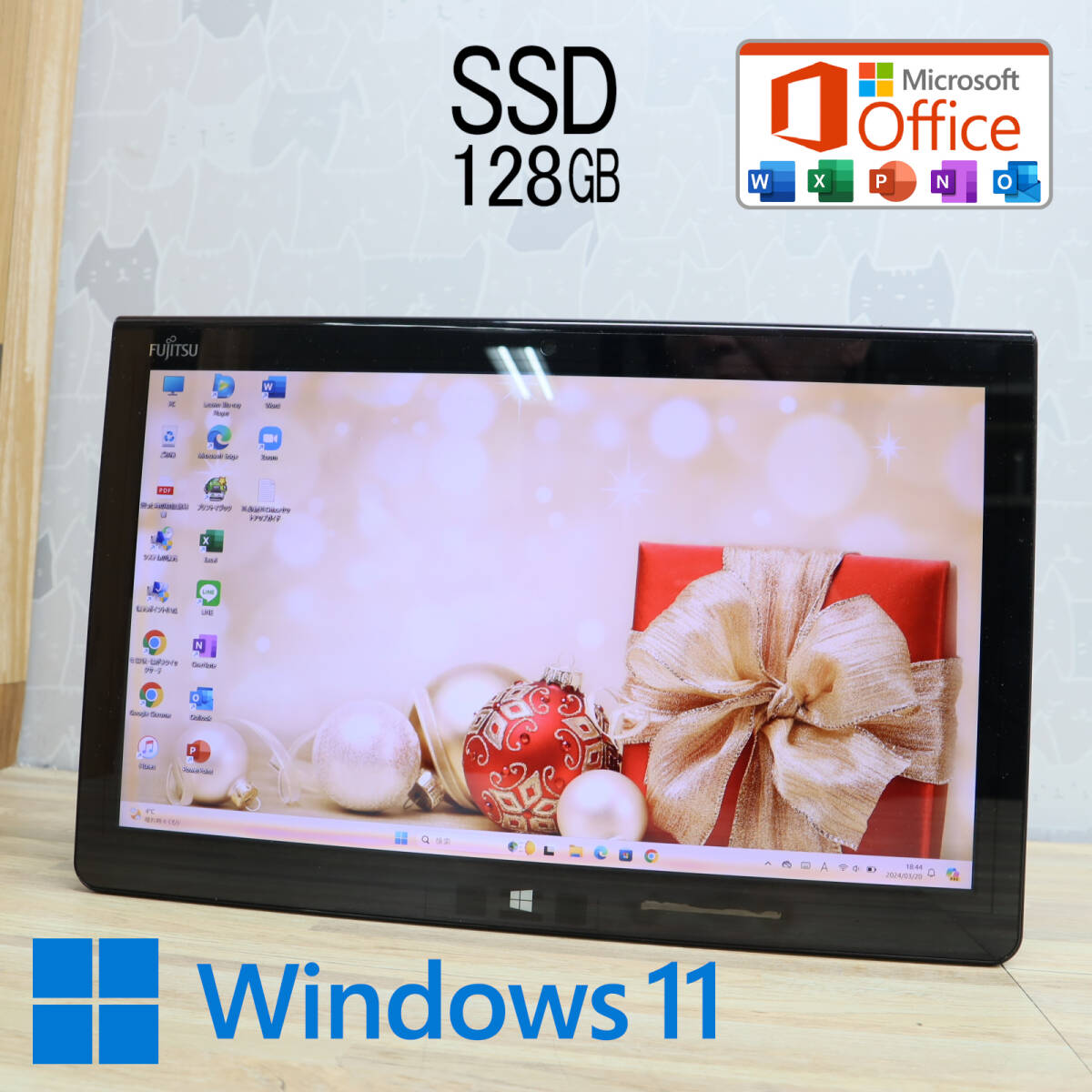 ★中古PC 高性能4世代i5！SSD128GB★Q704/H Core i5-4300U Webカメラ Win11 MS Office2019 Home&Business 中古品 ノートPC★P68032_画像1