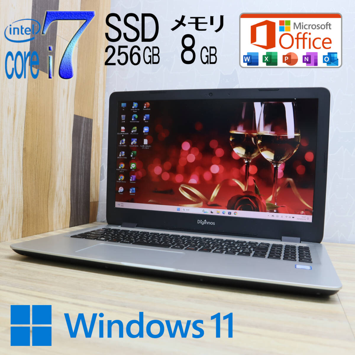 ★美品 最上級8世代4コアi7！新品SSD256GB メモリ8GB★714514-08448 Core i7-8550U Webカメラ Win11 MS Office2019 Home&Business★P68551の画像1