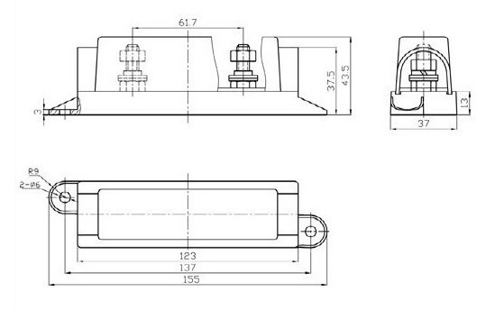 ANL fuse holder black 50A fuse 0-8AWG(8-67.4Sq) battery terminal large electric current correspondence!