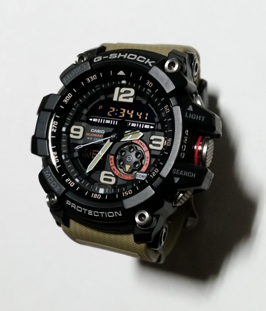 即決!超絶レア☆超美品☆G-SHOCK【MUDMASTER】マッドマスター GG-1000-1A5JF☆反転液晶☆カーキベルト☆電池(本物の証しSR927SW二個)交換済_※テカり,ムラは撮影時の反射です。