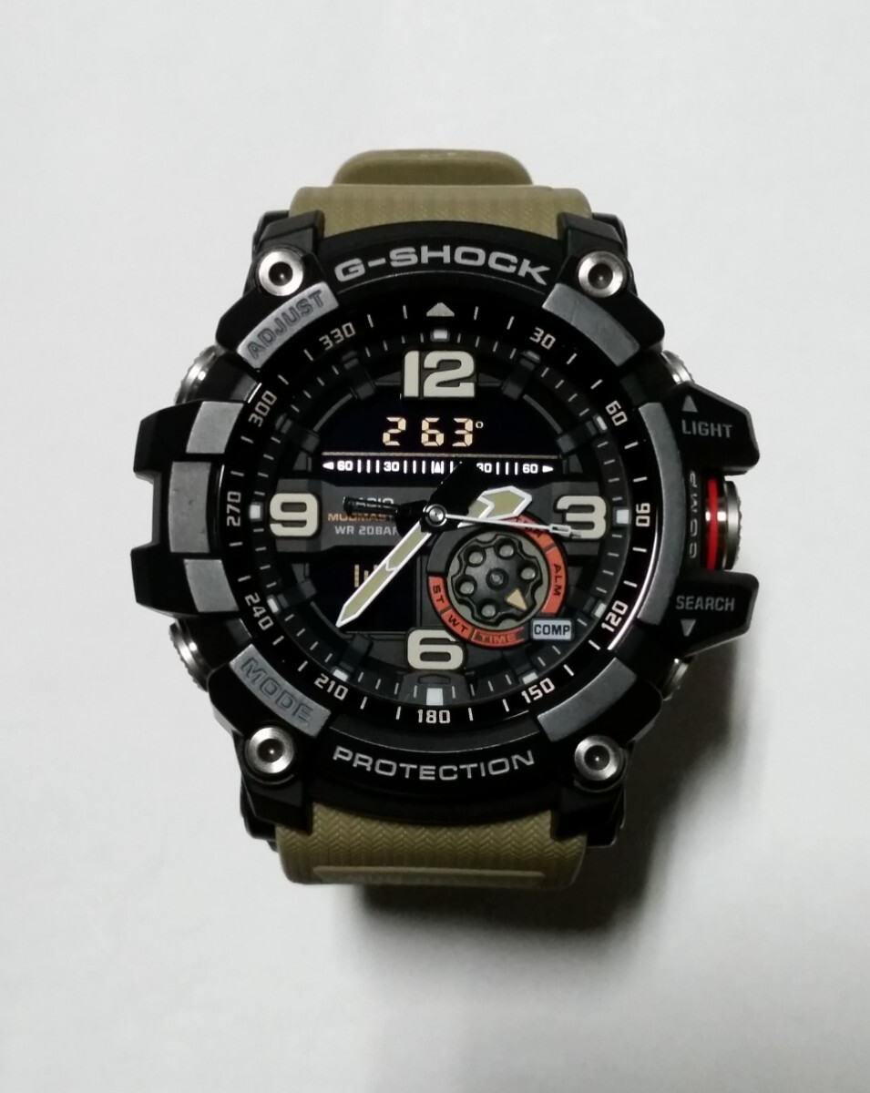 即決!超絶レア☆超美品☆G-SHOCK【MUDMASTER】マッドマスター GG-1000-1A5JF☆反転液晶☆カーキベルト☆電池(本物の証しSR927SW二個)交換済_☆方位計測 他 温度計測