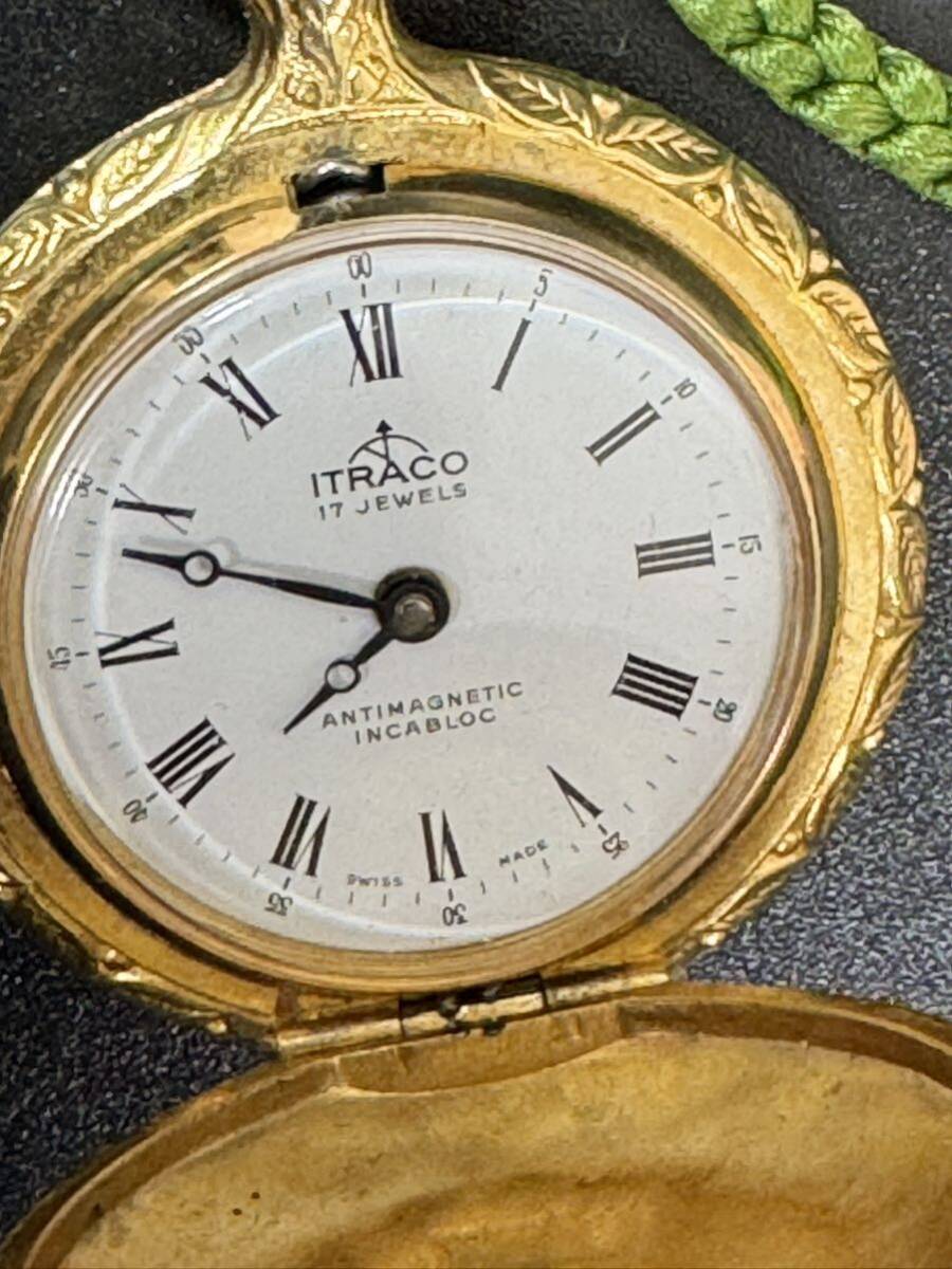 美品 ITRACO 17石 antimagnetic incabloc スイス製 懐中時計 稼働品 手巻き の画像5