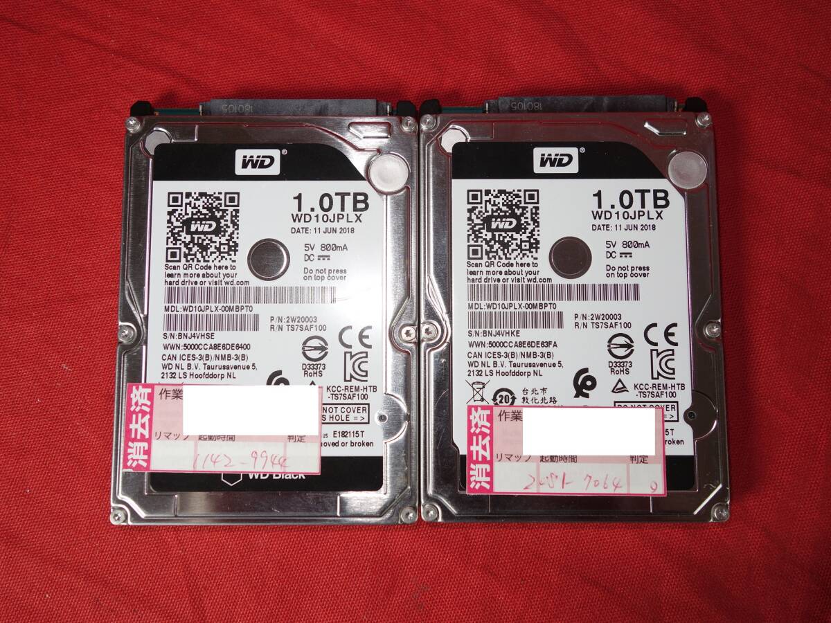 WD Black　WD10JPLX 【1TBx2】 中古 SATA 2.5インチ 内蔵ハードディスク 9.5mm厚 【10日間保証】_画像1