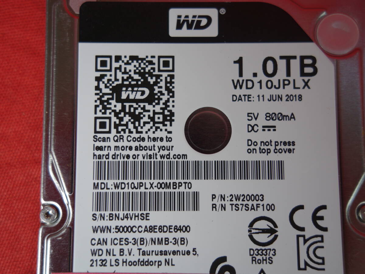 WD Black　WD10JPLX 【1TBx2】 中古 SATA 2.5インチ 内蔵ハードディスク 9.5mm厚 【10日間保証】_画像2
