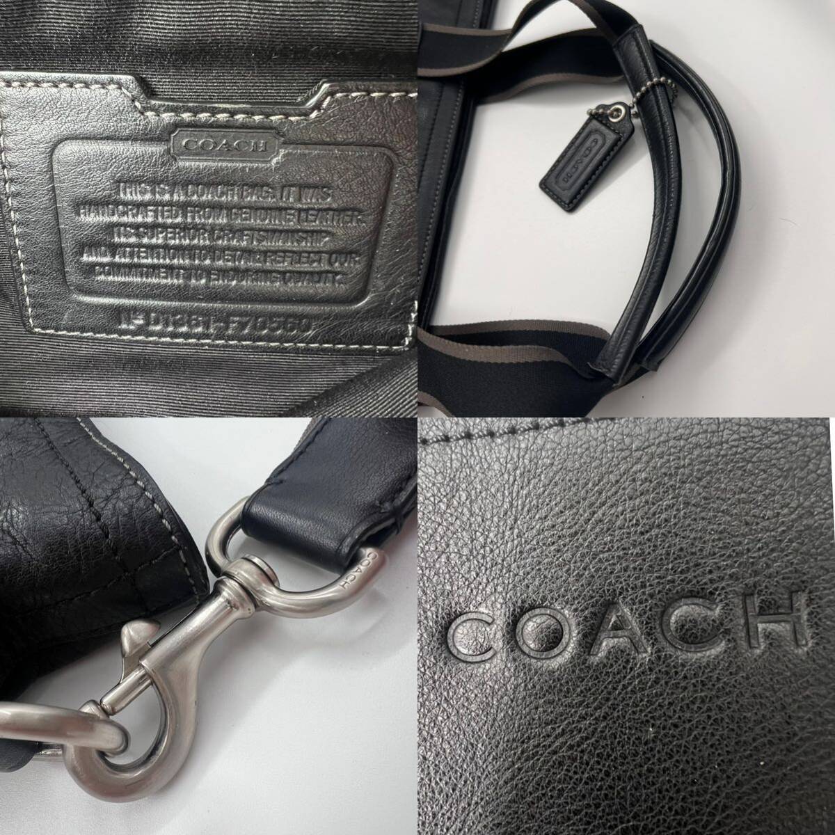 美品■COACH コーチ■メンズ■F70560■カ ーフ レザー 本革■2way トートバッグ■黒 ブラック■斜め掛け ■A4 書類 ショルダー ビジネス _画像10