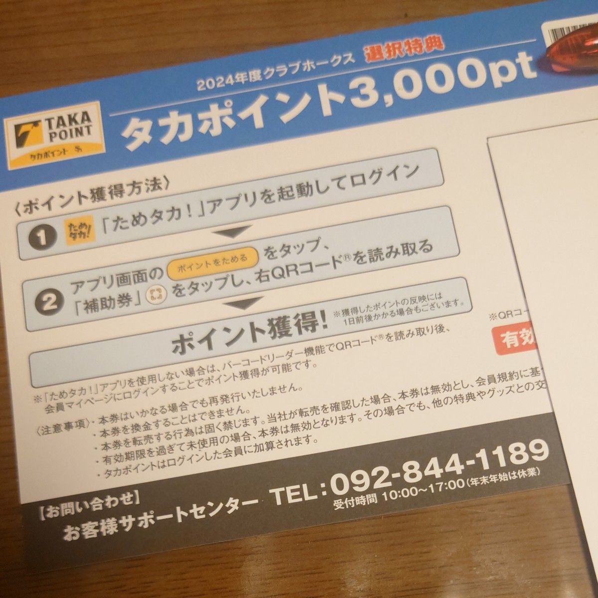 福岡ソフトバンクホークス ファンクラブ特典 タカポイント3000 - 野球