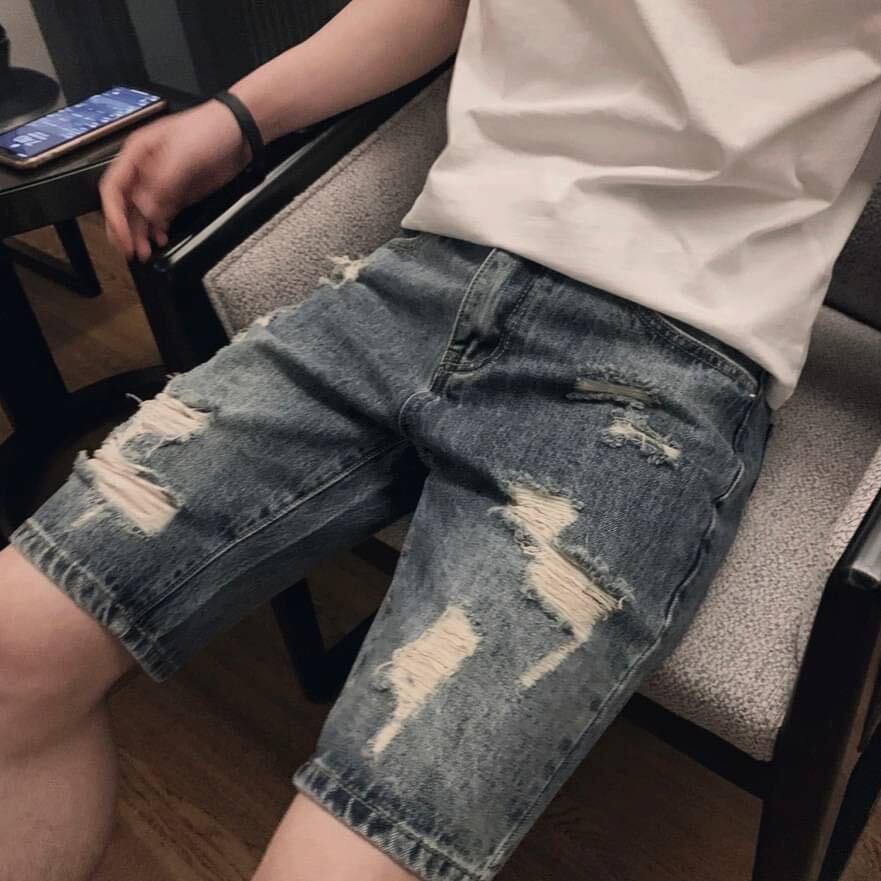 サイズ　メンズ デニムハーフパンツ　5分丈 ジーンズ ショートパンツ 短パン　ダメージ加工　パンツ デニムパンツ DENIM 夏_画像2