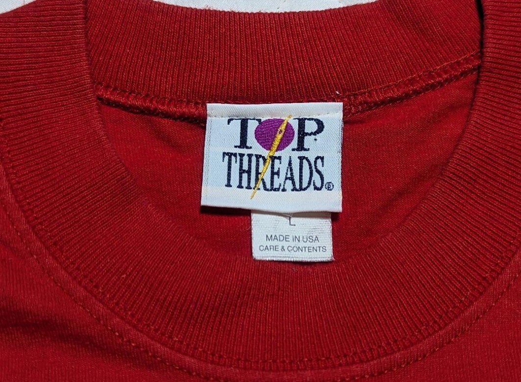 USAアメリカ製古着　半袖Tシャツ TOP THREADSＬ赤swh0229wn35made in usaビンテージ