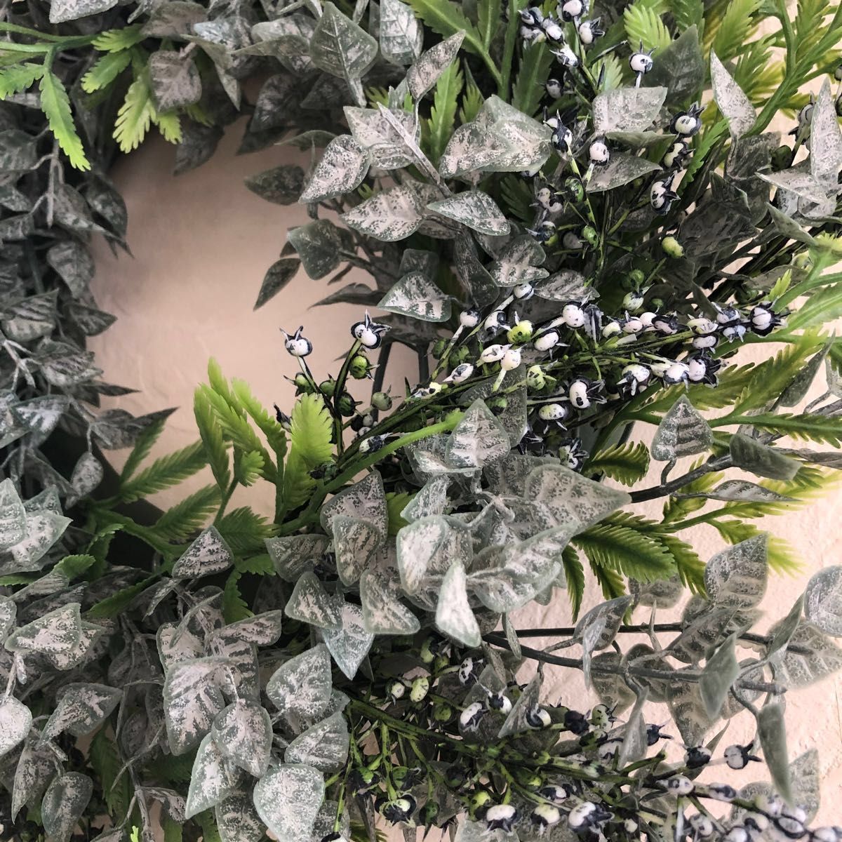 フェイクグリーン　リース　造花　クリスマス　インテリア　ナチュラル　ハンドメイド　 ドライフラワー　お正月　春　装飾　シンプル　葉
