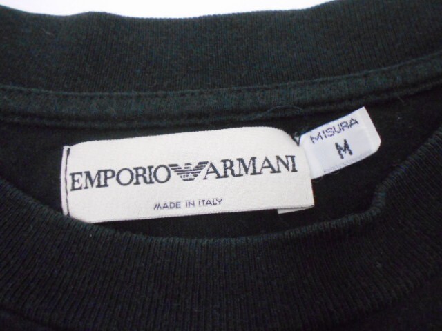 67 送60サ 0319$D19 EMPORIO ARMANI エンポリオアルマーニ メンズ 半袖プリントTシャツ 綿100% イタリア製 ブラック サイズM 中古品の画像3