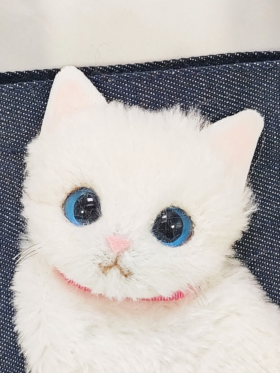 -nyamu-　白猫のおすわりトートバッグ　トートバッグ　バッグ　かばん　猫グッズ　レッスンバッグ　デニム_画像2