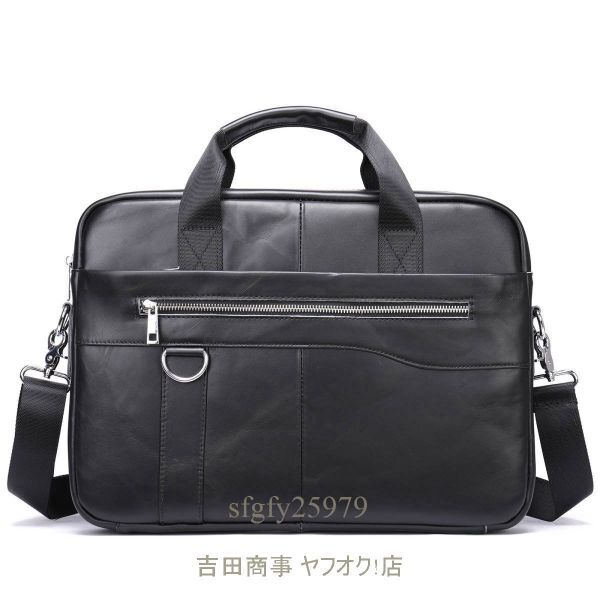 A7302新品高級牛革 ビジネスバッグ 本革 レザー 通勤鞄 2way ブリーフケース 男性用 ビンテージ ショルダーバッグ 黒_画像2