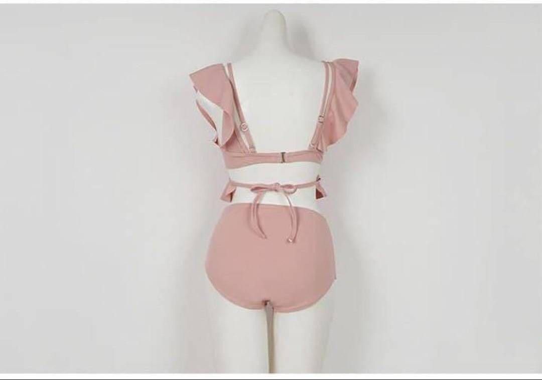 ビキニ　水着　体型カバー　ピンク　フェミニン　韓国　Lサイズ