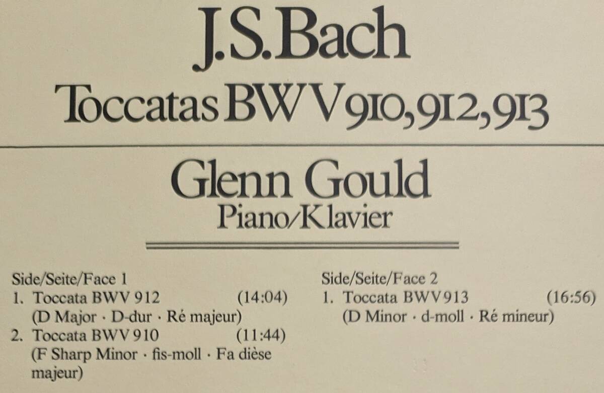 輸入LP盤 グレン・グールド　Bach 3つのトッカータ BWV910,912&913_画像2