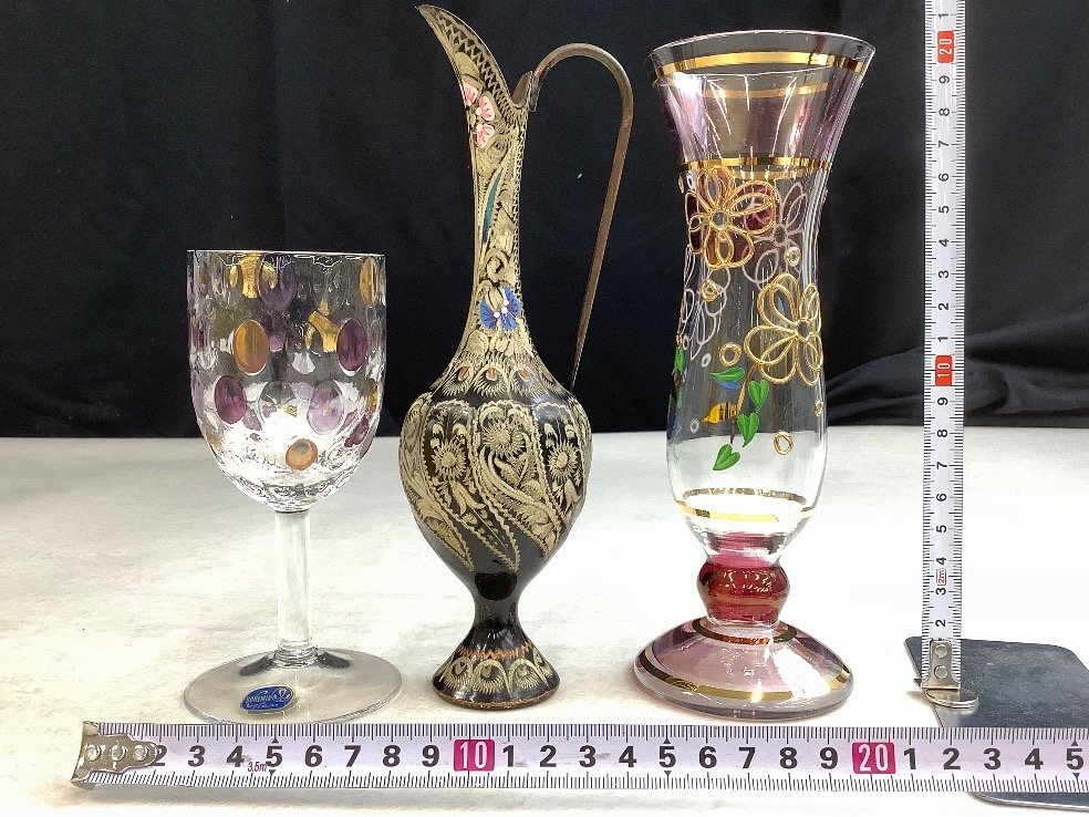 ワイングラス 他 まとめ ボヘミア ルーマニア 等 金属製品有 金彩ハガレ ACBF 中古品の画像2