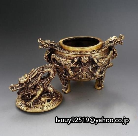 伝統工芸 龍足雲龍蓋香炉 美術品 財運グッズ 銅製龍香炉 瑞龍 香炉 線香立 竜 風水_画像5