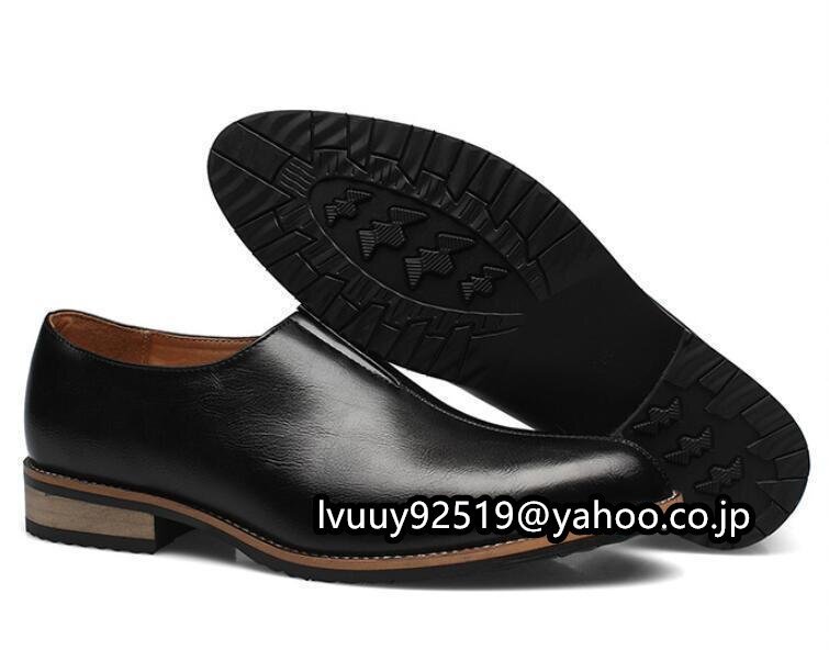 メンズシークレットシューズ ビジネス トンガリ フェイクレザー PU合成皮革 紳士靴 シンプル サイズ23.5cm-27cm選択_画像5