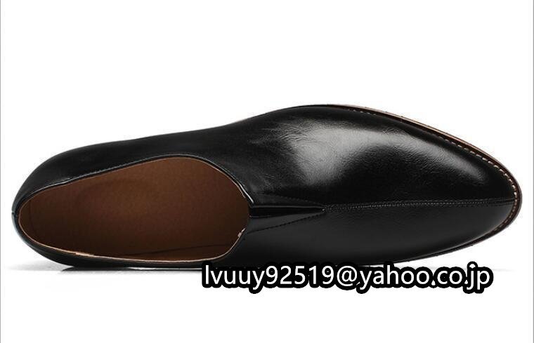 メンズシークレットシューズ ビジネス トンガリ フェイクレザー PU合成皮革 紳士靴 シンプル サイズ23.5cm-27cm選択_画像4