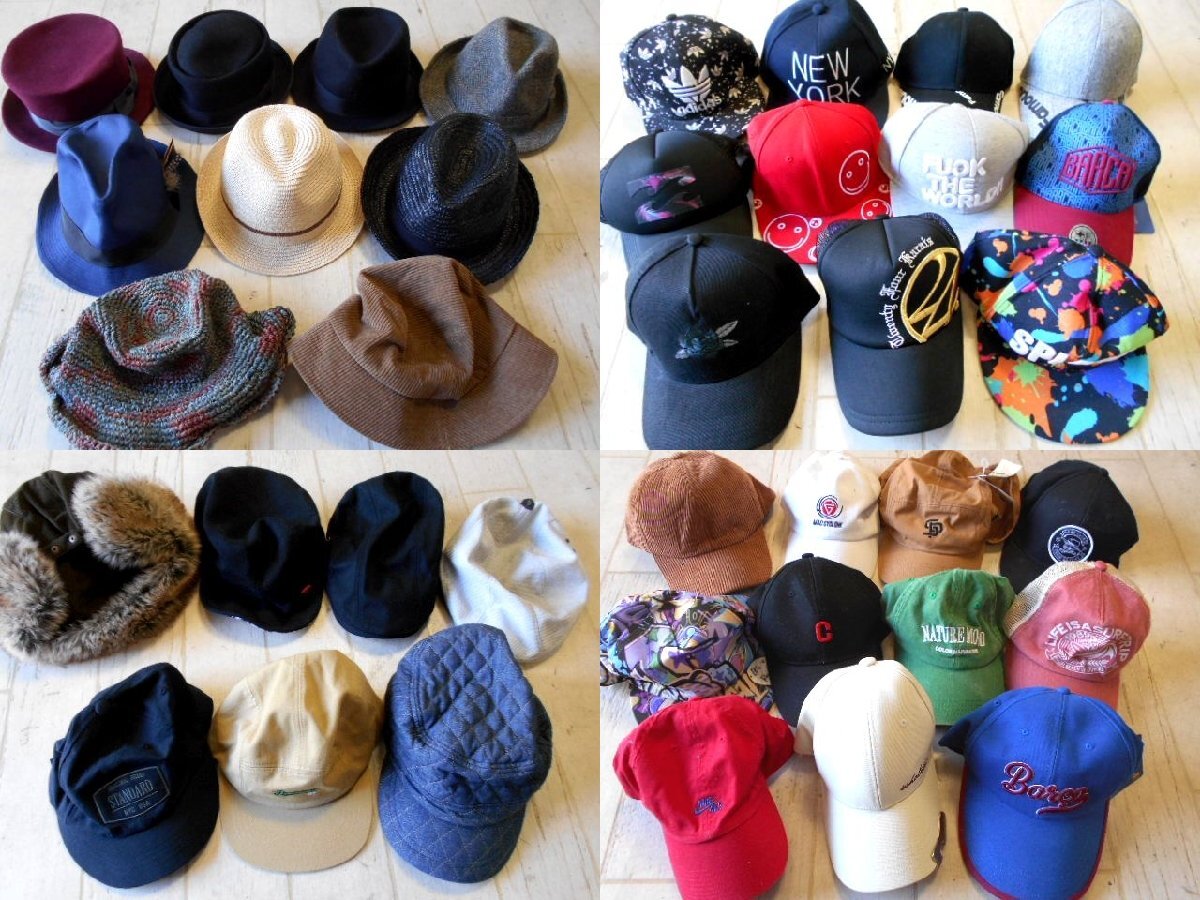 ●メンズ色々な帽子MIX ハット キャップ ハンチング 福袋 まとめて まとめ売り 50点 セット 大量 洋服 古着 仕入れ ●36の画像1