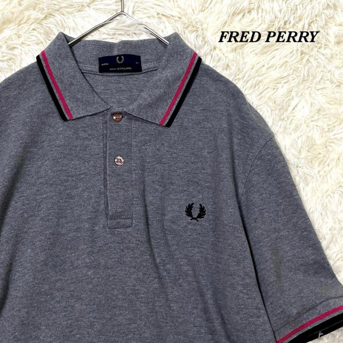 FRED PERRY フレッドペリー　半袖ポロシャツ　刺繍ロゴ　イングランド製　鹿の子【XL】ゴルフウェア　スポーツ　メンズ