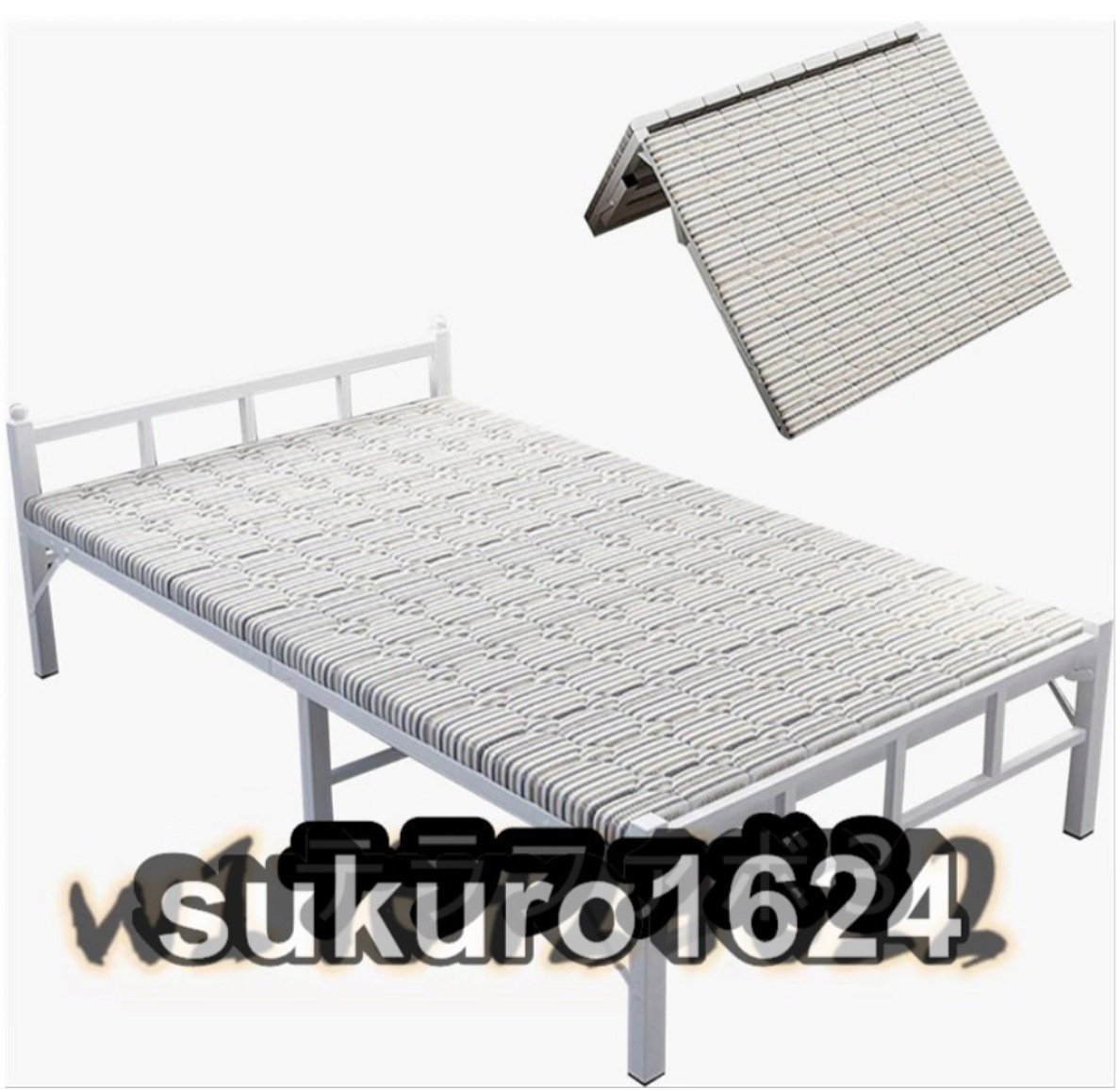 折りたたみベッド シングル 折り畳み式ベッド 収納 頑丈 マットレス付き 耐久性 通気性 介護用ベッド 簡易ベッド (幅100cm)_画像2