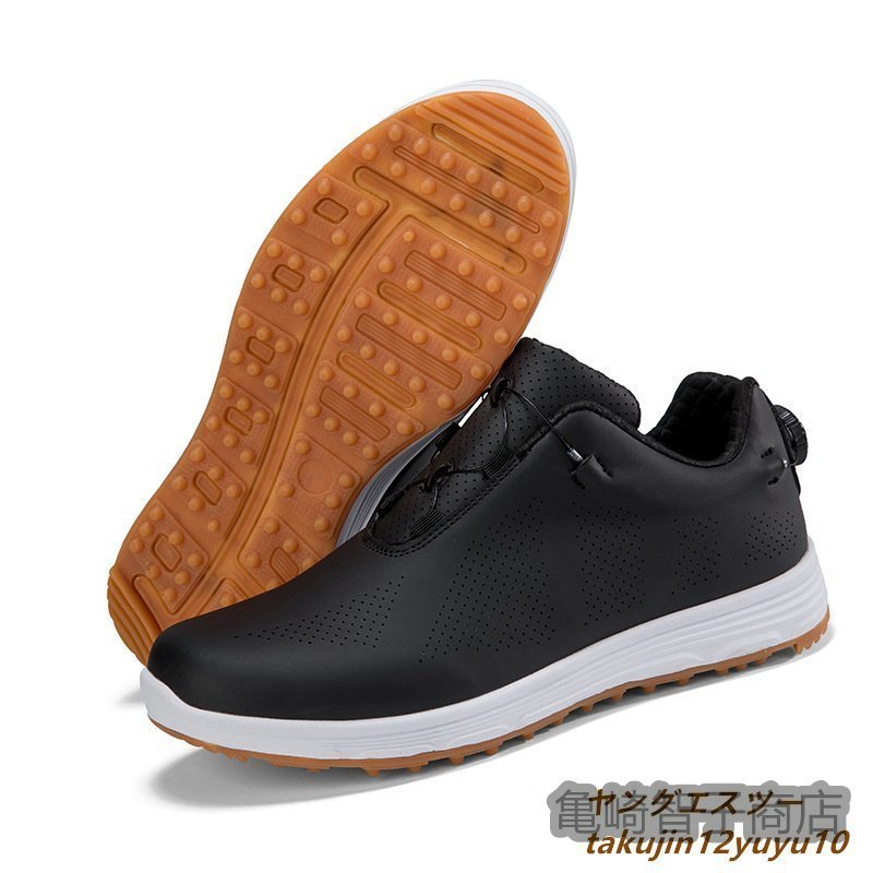  высококлассный товар *GOLF обувь туфли для гольфа мужчина женщина спортивные туфли мужской спортивная обувь удобный водонепроницаемый спорт обувь долговечность 4E широкий casual выдерживающий износ чёрный 24.5cm
