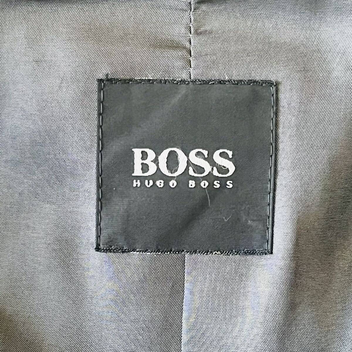 稀少XL！ヒューゴボス『抜群の存在感』HUGO BOSS 羊革 ラムレザー テーラードジャケット ブルゾン 52 ダークブラウン メンズ 大きいサイズの画像6