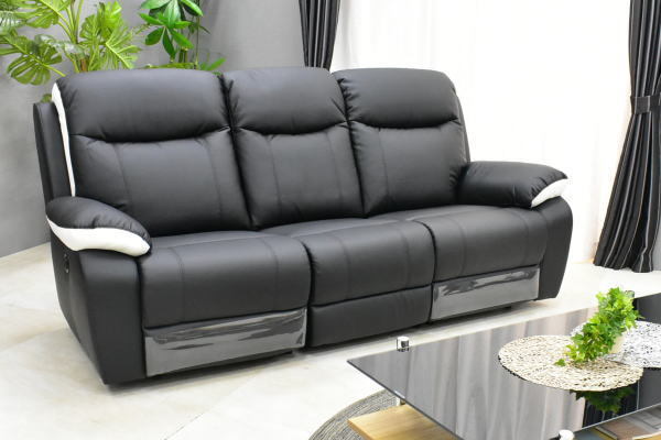  new goods electric reclining sofa 3 seater . sofa OKIN company manufactured motor BK×WH high class 37 ten thousand jpy [3P comfortable stylish modern Northern Europe furniture ]:NW44-14F49-KC