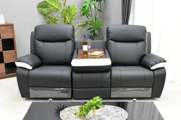  new goods electric reclining sofa 3 seater . sofa OKIN company manufactured motor BK×WH high class 37 ten thousand jpy [3P comfortable stylish modern Northern Europe furniture ]:NW44-14F49-KC